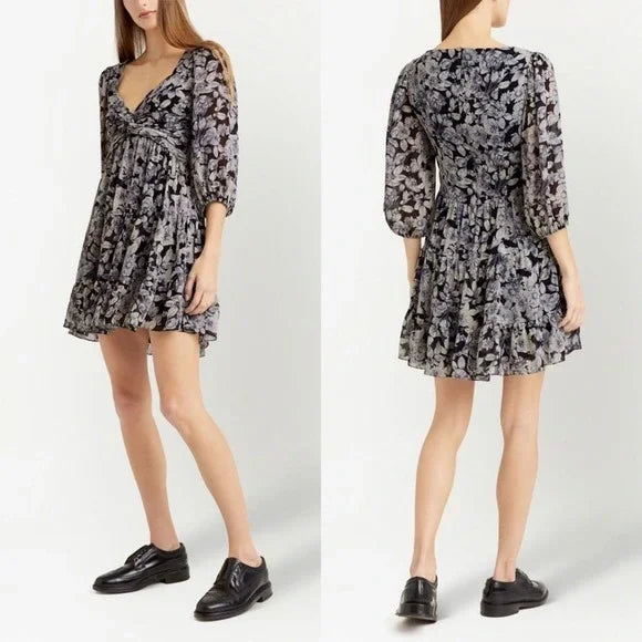 Cinq à Sept Harlie Floral Print Balloon Sleeve Dress
