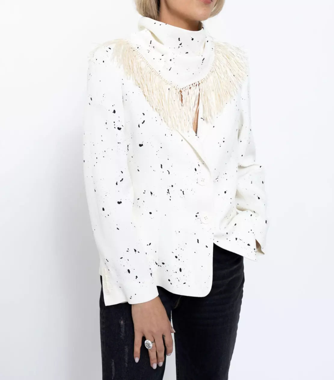 Derek Lam Black/White Splatter Blazer