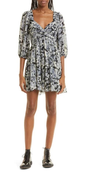 Cinq à Sept Harlie Floral Print Balloon Sleeve Dress